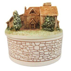 Country Cottage Ceramic Trinket Box Handcast Designs Limited Made in UK
